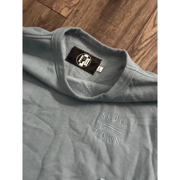 IPD Pale Blue Slow Down Tie Dye Colorblock Crewneck, No Longer Sold, I paid $50 - Picture 4 of 6